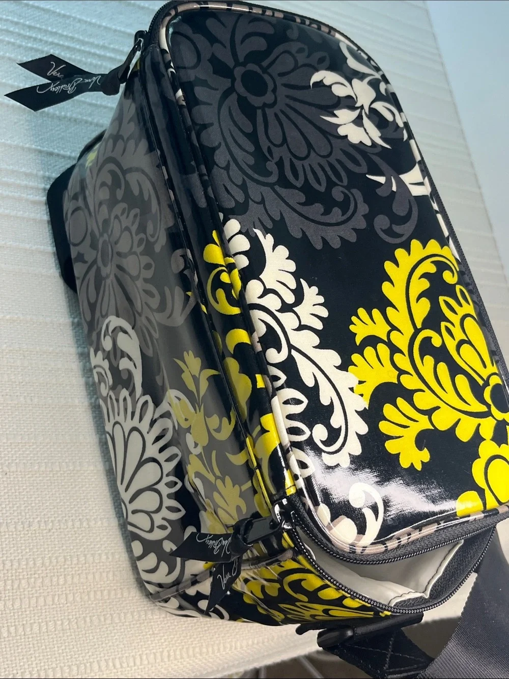 Vera Bradley Black Yellow Floral Shoulder Cosmetic Case